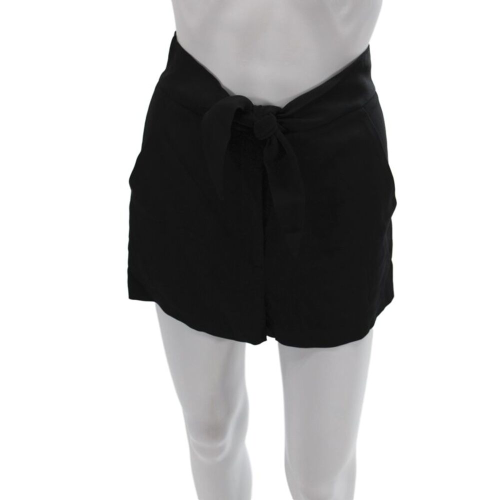 A.L.C. Women Paperbag Tie Waist Black Viscose Shorts Size 2